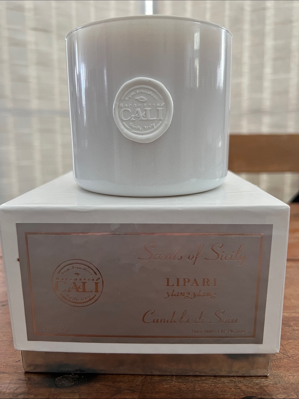 Cali Scents of Sicily Lipari Scented Soy Candle — White Ceramic Vessel -18 oz